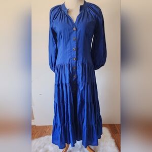 Calvin Klein Blue Pleated Maxi Sundress